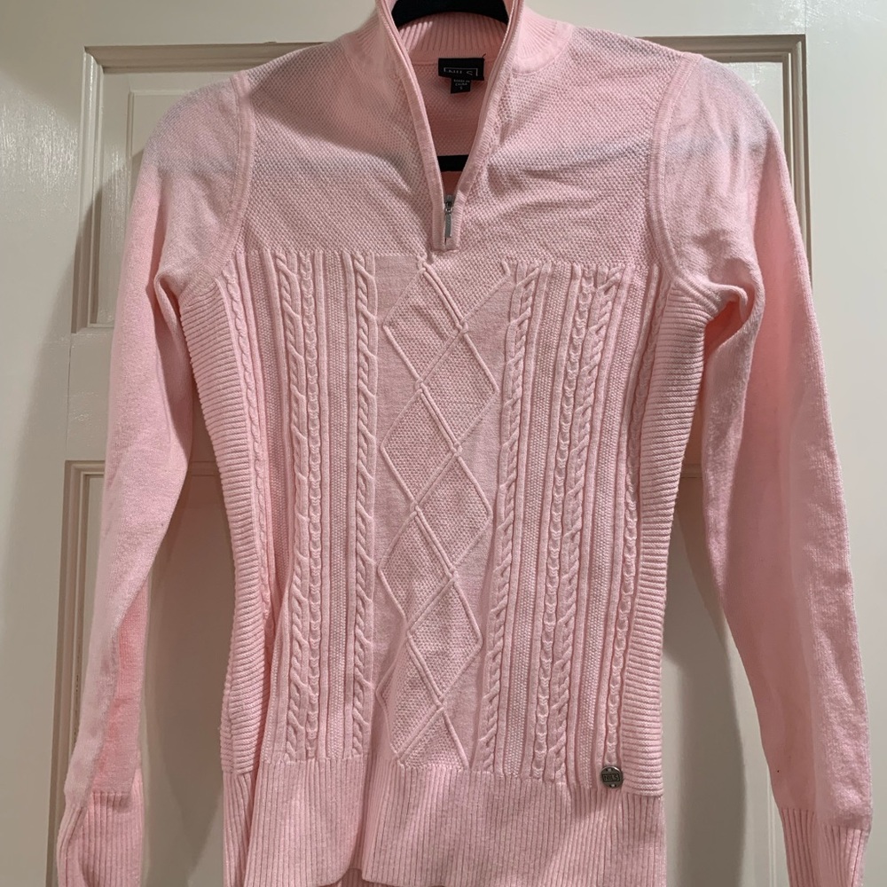 Pink NILS quarter zip ski sweater size S